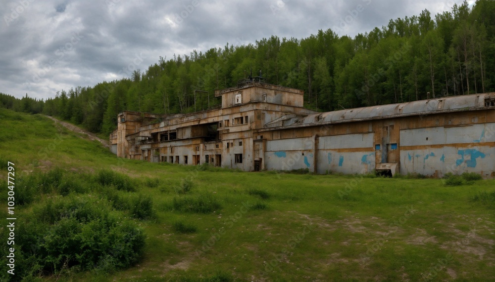 Old abandoned factory, AI generated Old abandoned factory, AI generated