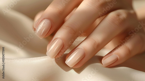 Wallpaper Mural Beautiful Woman Hands. Spa and Manicure concept. Female hands with french manicure. Soft skin, skincare concept. Beauty nails. over beige background Torontodigital.ca
