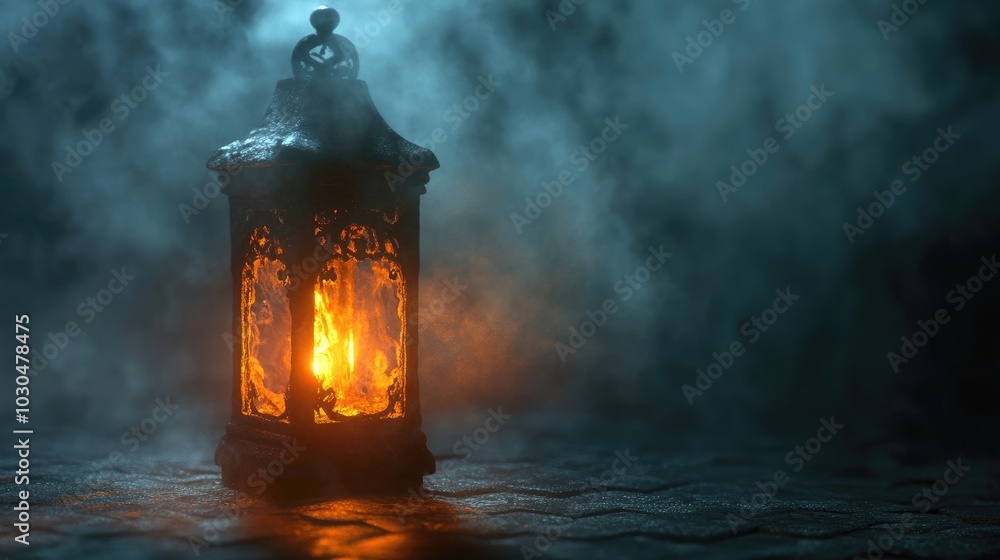 A spooky lantern with flickering orange light, isolated perfectly for png use A spooky lantern with flickering orange light, isolated perfectly for png use