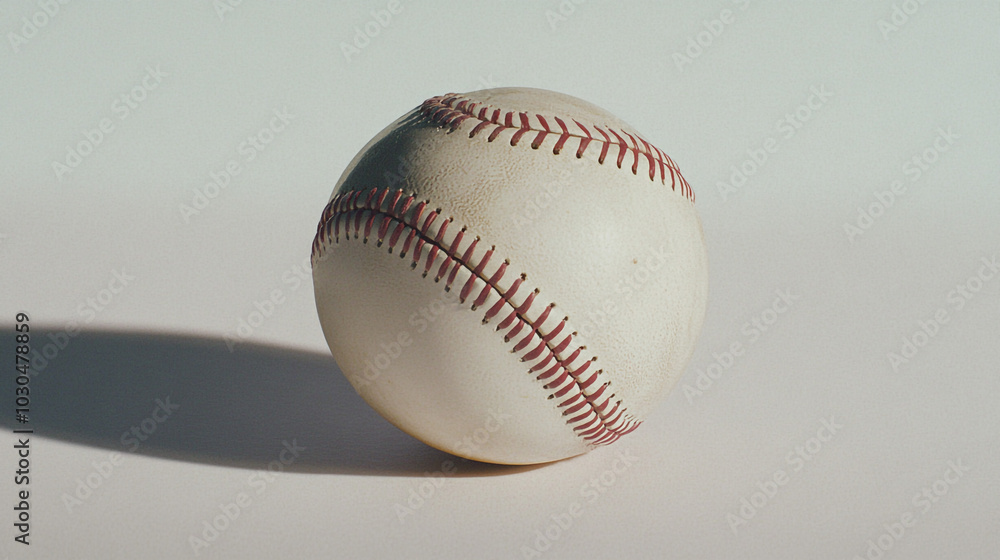 Close up of a Baseball with Red Stitching on White Background Close up of a Baseball with Red Stitching on White Background