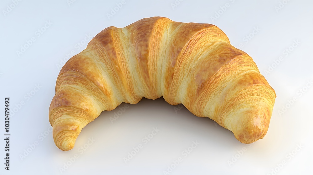 A freshly baked croissant, golden brown and flaky. A freshly baked croissant, golden brown and flaky.