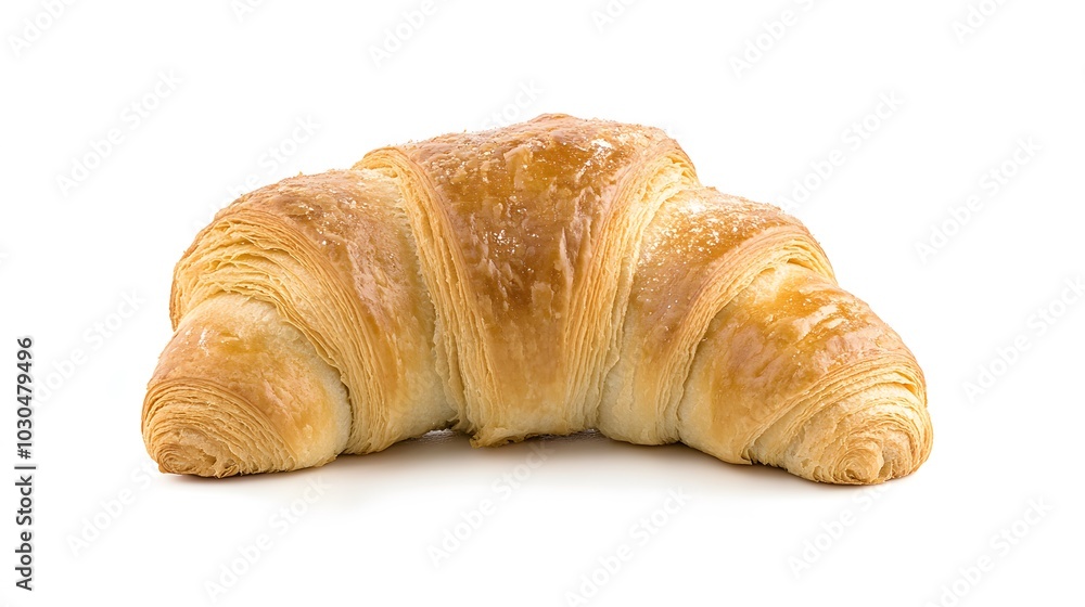 A freshly baked croissant with a golden brown crust. A freshly baked croissant with a golden brown crust.