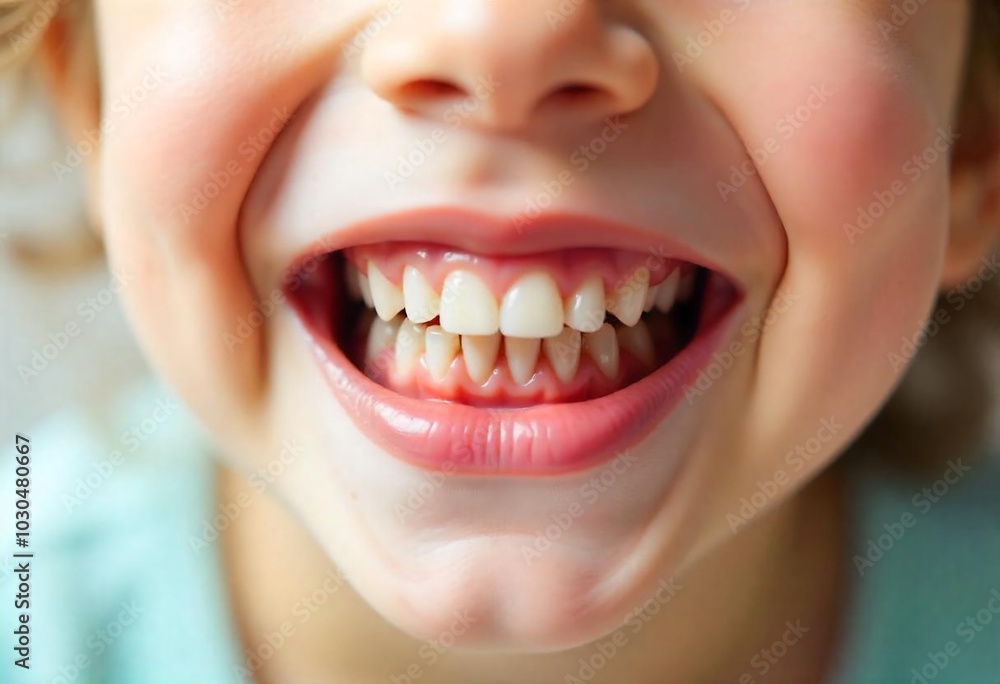 close up of a child with a smile. Showing a white teeth close up of a child with a smile. Showing a white teeth