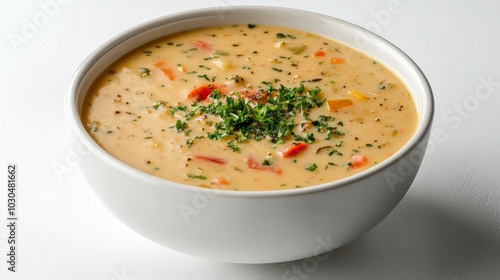 Creamy Vegetable Soup in White Bowl