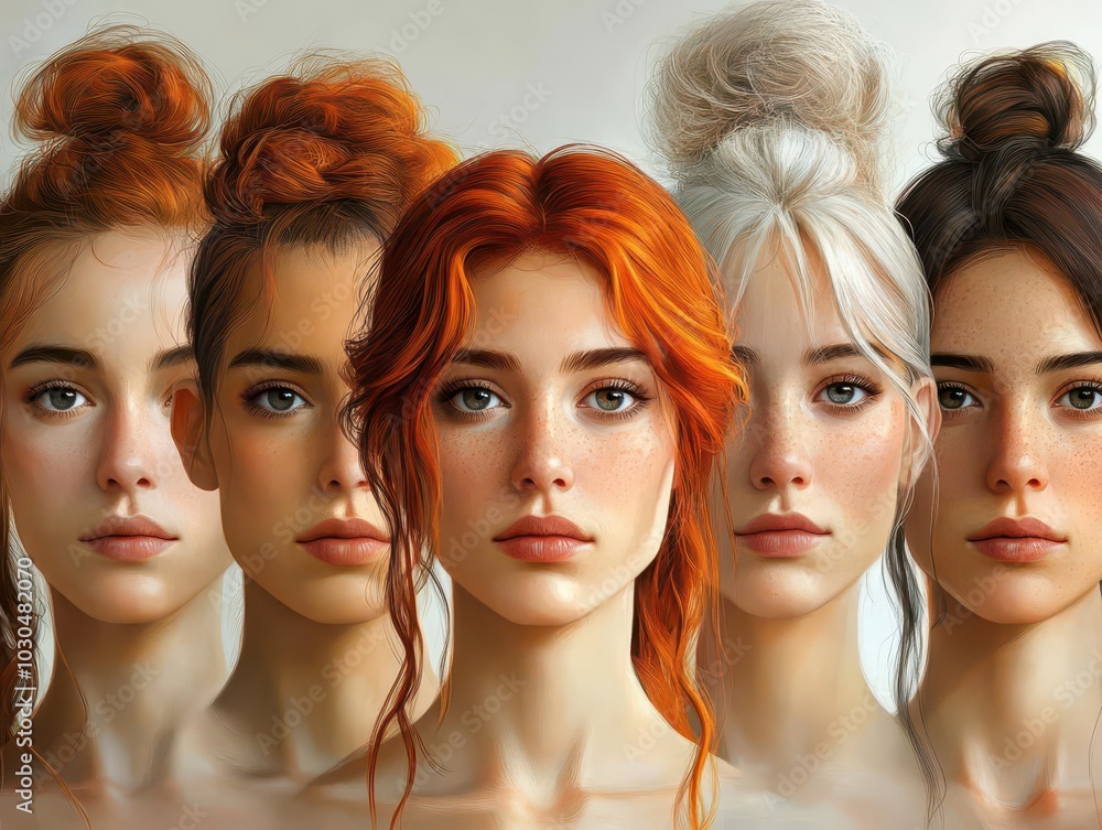 Obraz premium diverse headshot collection of fictitious people representing various genders, ages, and ethnicities, showcasing the richness of humanity and the power of generative ai in visual design