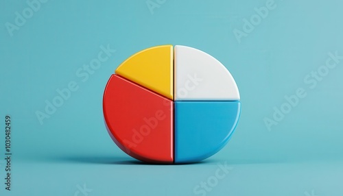 Free Download Colorful pie chart with percentage labels, glossy finish, 3D illustration - GFXLoad
