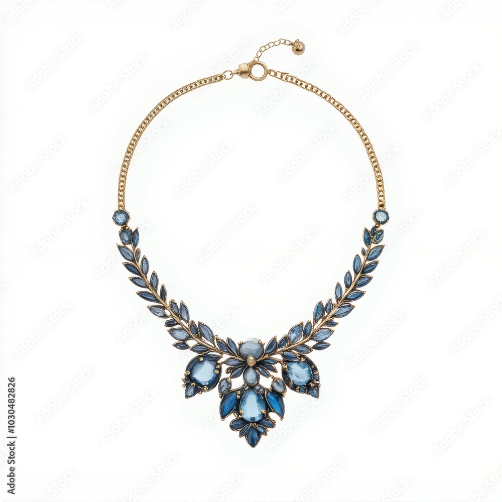 A stunning blue statement necklace featuring intricate designs, perfect for adding elegance and shine to any outfit. A stunning blue statement necklace featuring intricate designs, perfect for adding elegance and shine to any outfit.