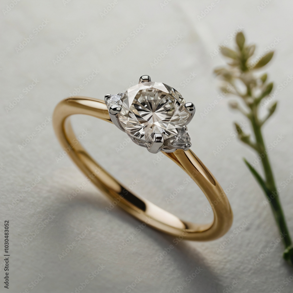 A wedding ring with a sparkling diamond. A wedding ring with a sparkling diamond.