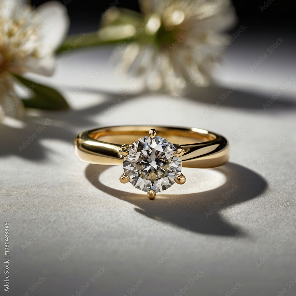 Wedding ring embellished with a brilliant diamond. Wedding ring embellished with a brilliant diamond.