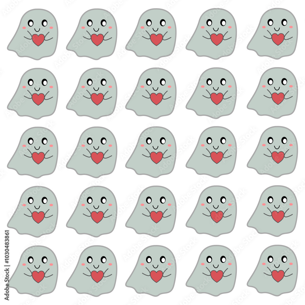 Fototapeta premium HALLOWEEN RETRO GHOSTS DESIGN PATTERN TEXTURE WALLART