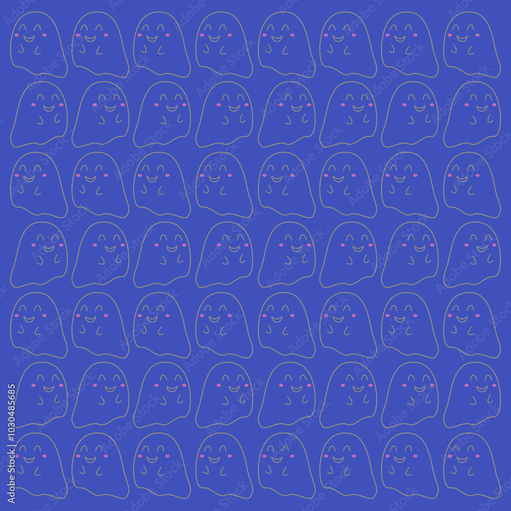 HALLOWEEN RETRO GHOSTS DESIGN PATTERN TEXTURE WALLART