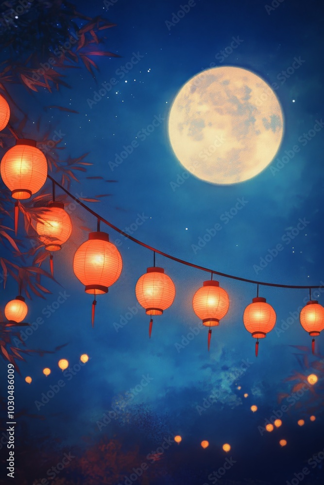 Glowing Lanterns Against a Beautiful Sky Glowing Lanterns Against a Beautiful Sky