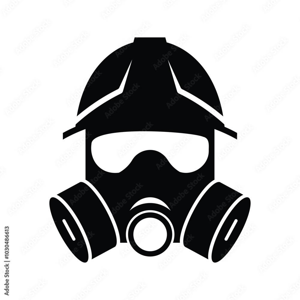 Safety Helmet and Gas Mask Icon for Work Protection Safety Helmet and Gas Mask Icon for Work Protection
