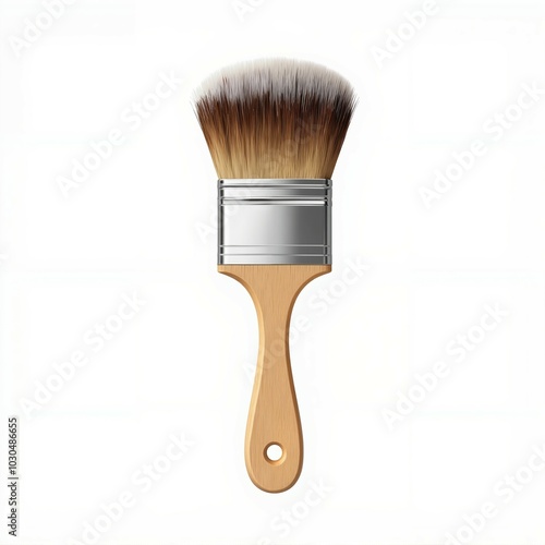 A paintbrush with a wooden handle and soft bristles, ideal for smooth application of paint or other mediums.