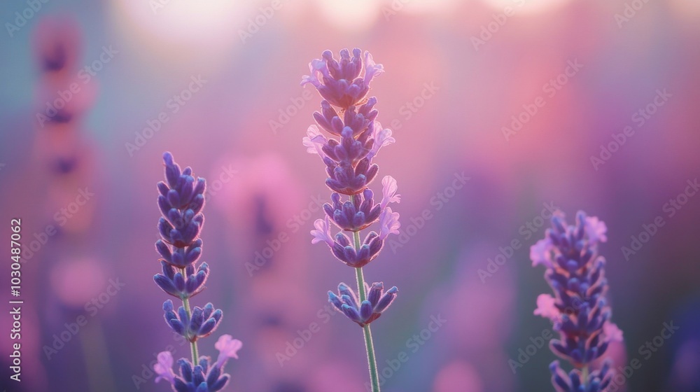 Naklejka premium Soft Lavender Blooms in Serene Natural Setting