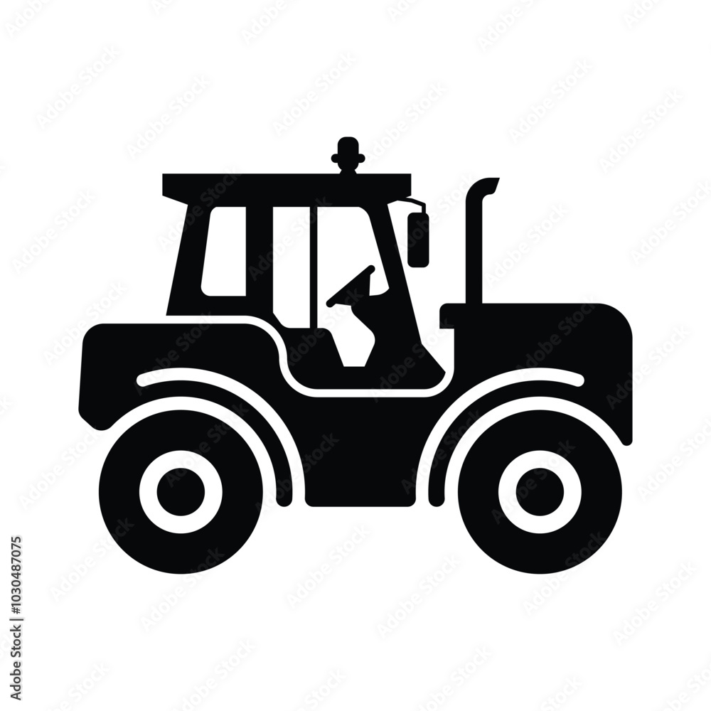Black and White Tractor Icon for Agriculture Use Black and White Tractor Icon for Agriculture Use