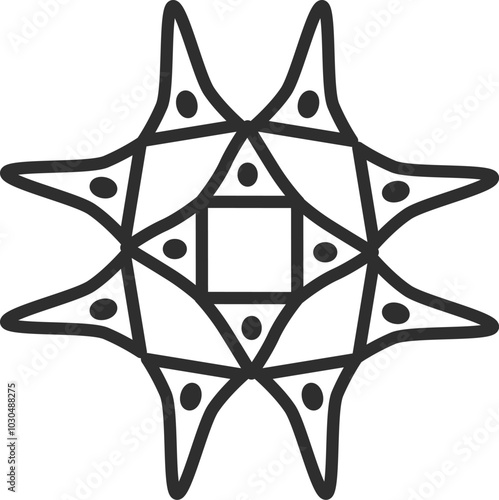 線画微生物単品アイコン　クンショウモ