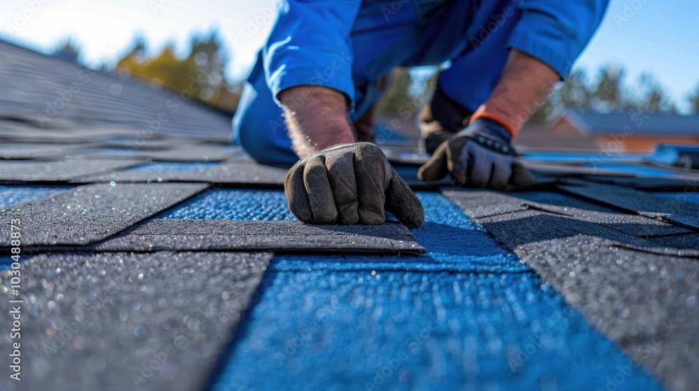 Roofing Contractor Working on a New Roof Roofing Contractor Working on a New Roof