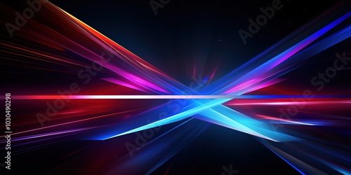 A colorful, abstract image with a blue and red line background.