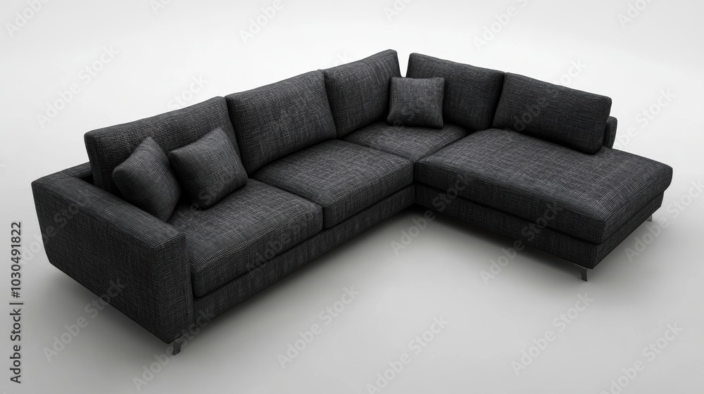 Fototapeta premium Contemporary L shaped sofa in charcoal black