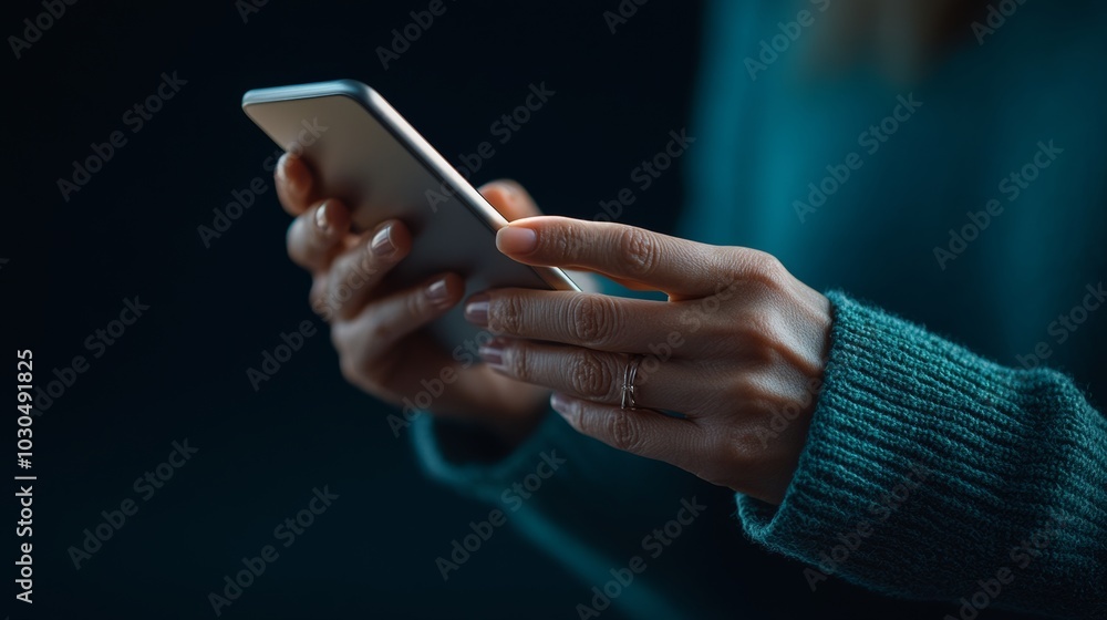 Close-up of Hands Typing on Mobile Phone, Blurred Background Generative AI Close-up of Hands Typing on Mobile Phone, Blurred Background Generative AI