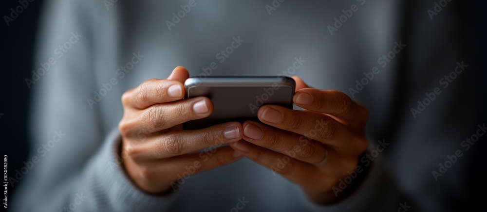 Close-up of Hands Typing on Smartphone, Mobile Device Usage Concept Generative AI Close-up of Hands Typing on Smartphone, Mobile Device Usage Concept Generative AI