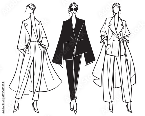 Stylish fashion models. Fashion girls Sketch