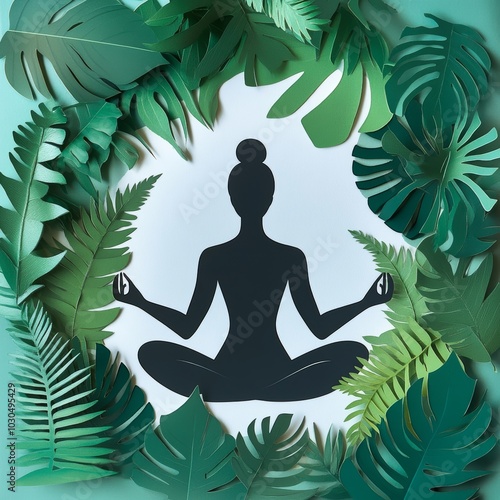 Wallpaper Mural Yoga in Nature, Woman Practicing Yoga in a Green Environment Generative AI Torontodigital.ca