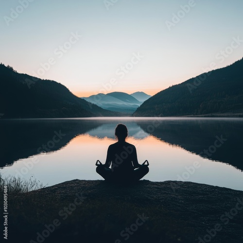 Meditation by the Lake at Sunrise Generative AI