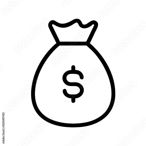 Money bag icon in black representing finance and wealth