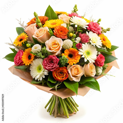 a bouquet of flowers is shown with a white background