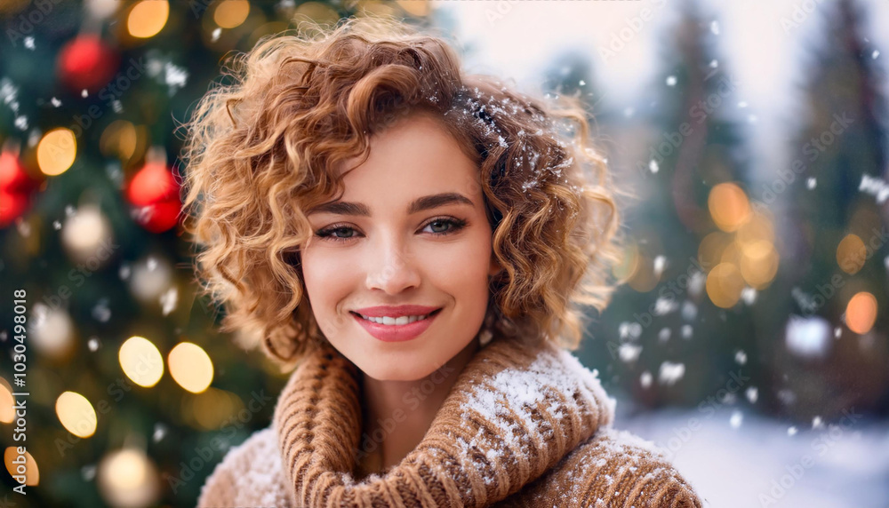 Junge hübsche Frau an Weihnachten Junge hübsche Frau an Weihnachten