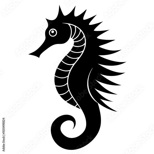 black and white seahorse