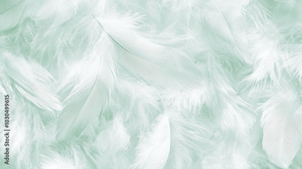 Obraz premium A close-up of soft, white feathers creating a delicate and textured background.
