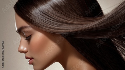 Elegant Profile of a Woman with Glossy Hair