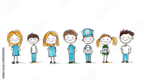 Children Representing Various Professions in Drawings