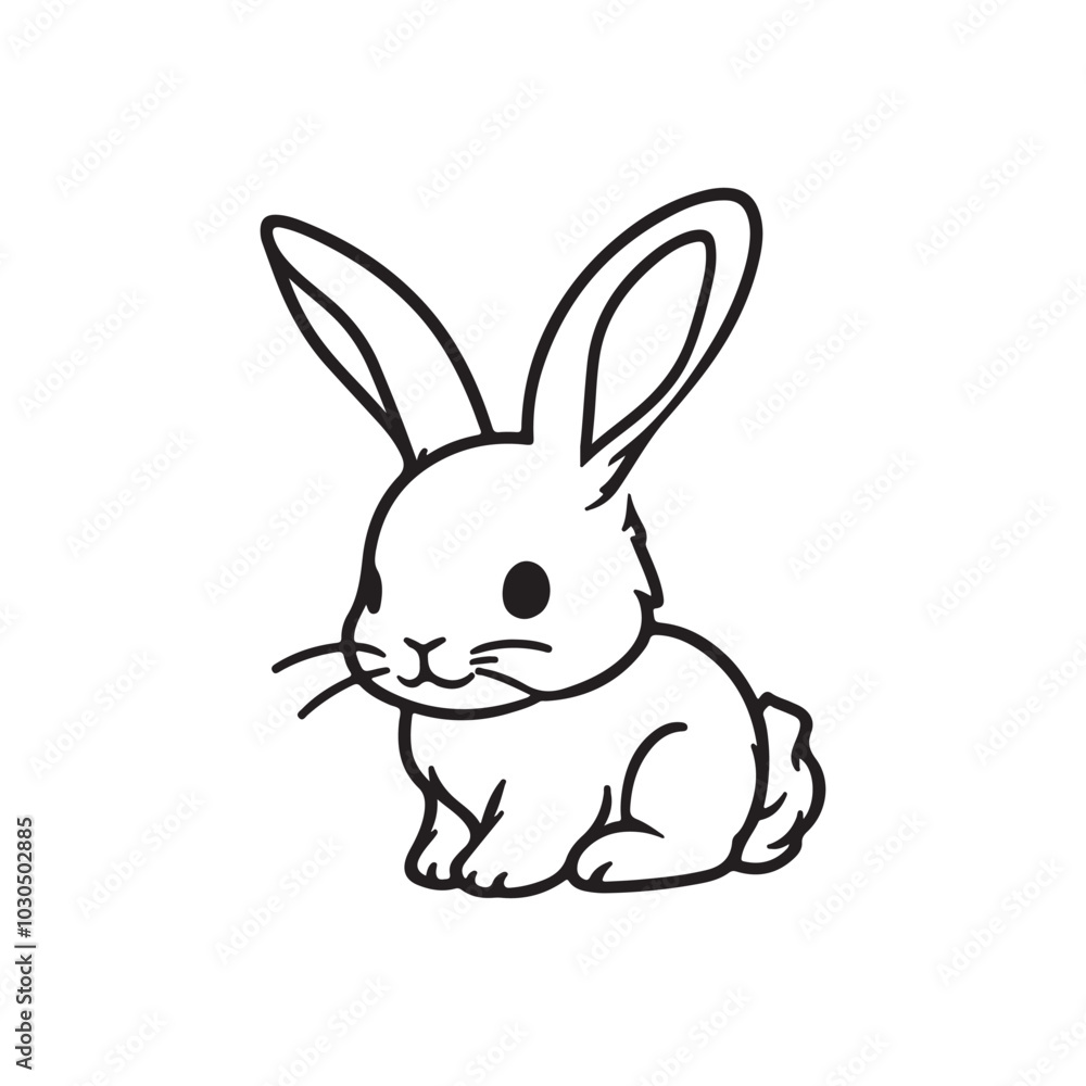 Black Rabbit Silhouette Side View. Isolated on White Background. Black Rabbit Silhouette Side View. Isolated on White Background.