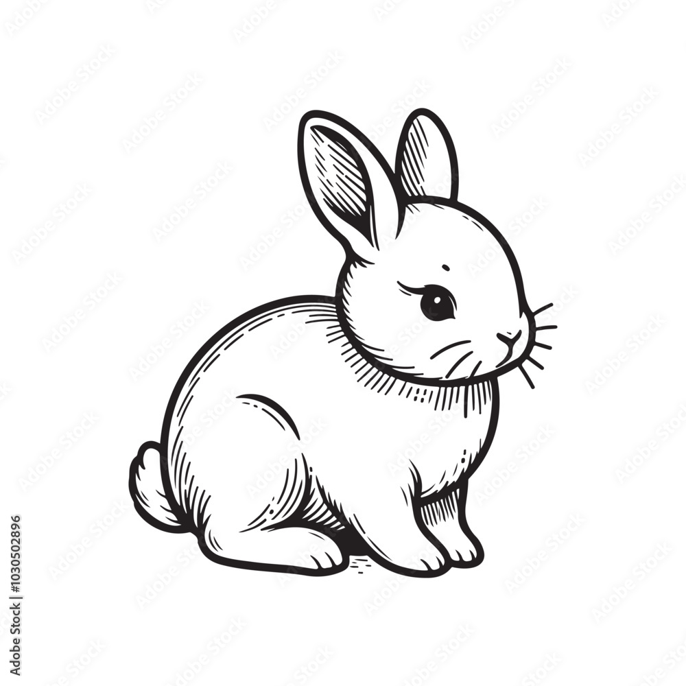 Vector Illustration of a Rabbit Silhouette in Black. Side Profile. Vector Illustration of a Rabbit Silhouette in Black. Side Profile.