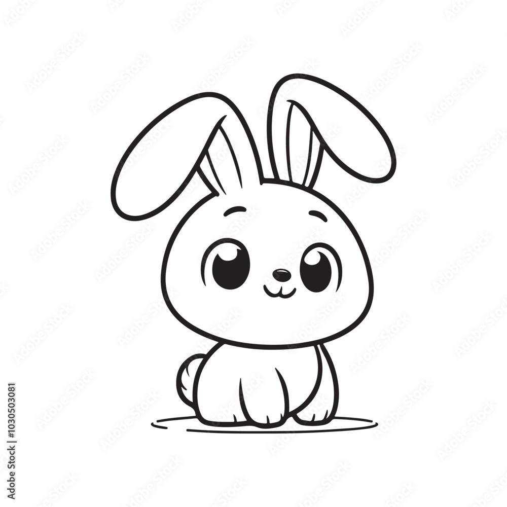 Side Silhouette of a Black Rabbit on White. Vector Graphic. Side Silhouette of a Black Rabbit on White. Vector Graphic.