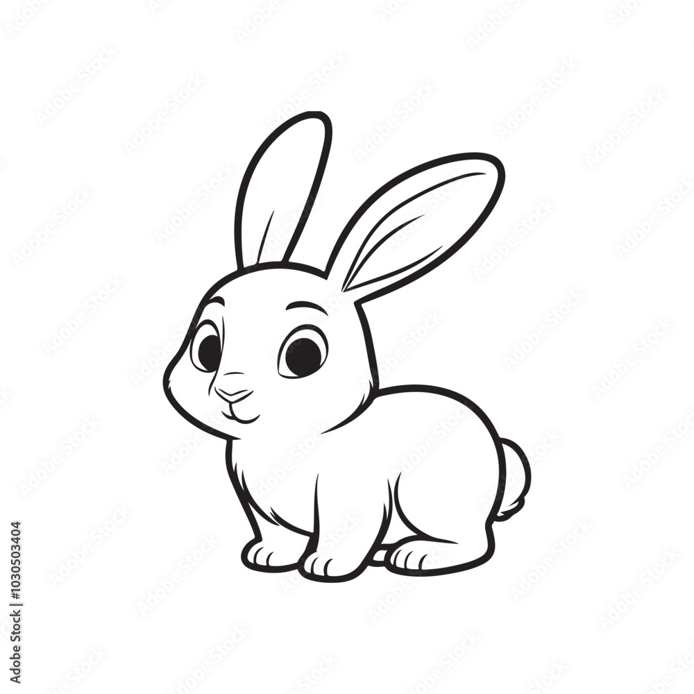 Isolated Black Rabbit Silhouette on White. Side Profile Vector. Isolated Black Rabbit Silhouette on White. Side Profile Vector.