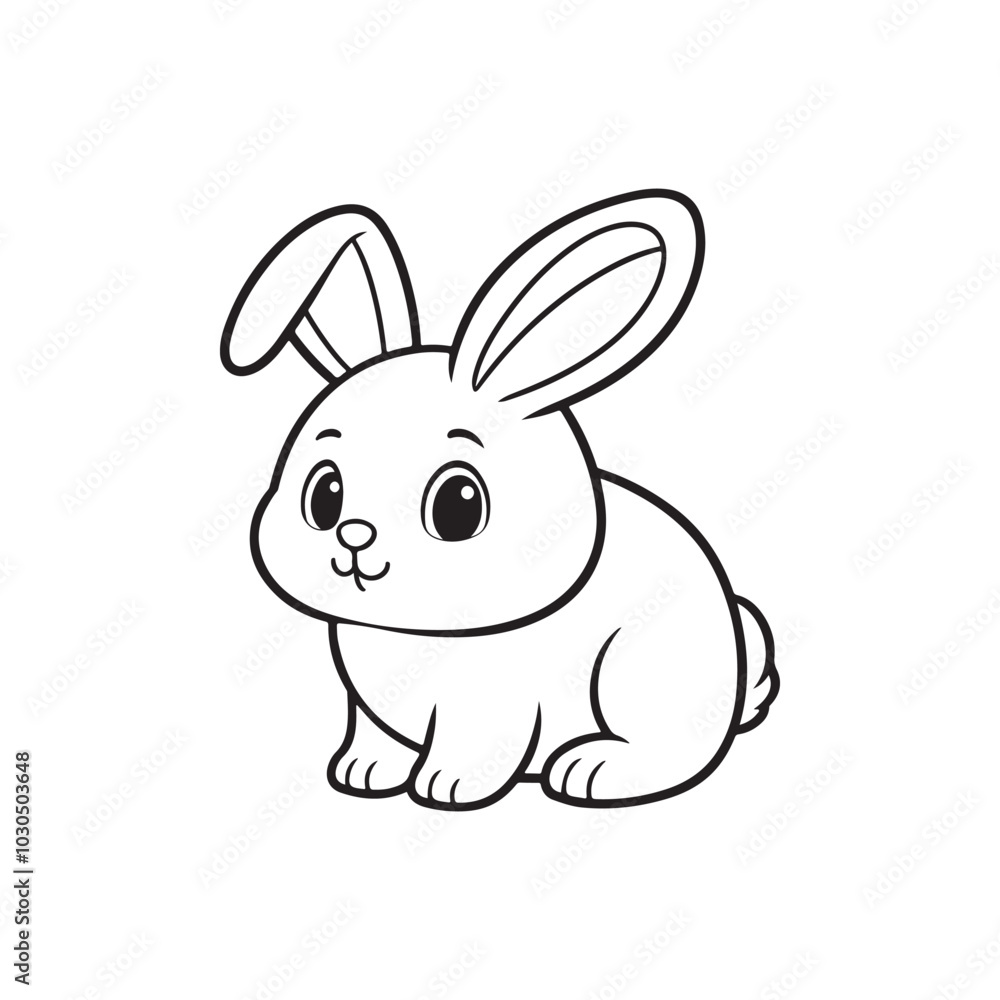Silhouette of a Rabbit in Black. Side View Vector on White. Silhouette of a Rabbit in Black. Side View Vector on White.