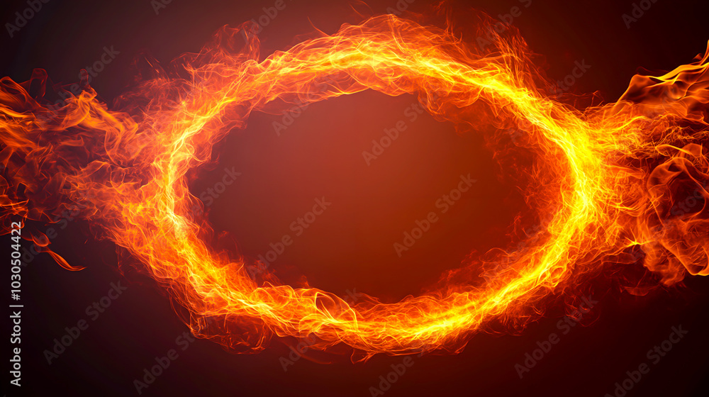 Fiery Circle of Flames on Dark Background Fiery Circle of Flames on Dark Background