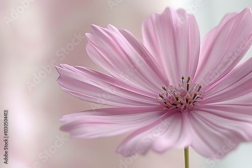 Delicate Pink Cosmos Flower in Soft Focus for Nature and Floral Art Design