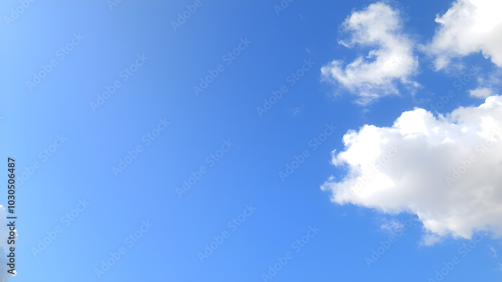Puffy white clouds contrasting against a clear blue sky, Generative AI Puffy white clouds contrasting against a clear blue sky, Generative AI