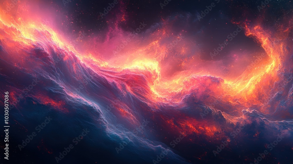 Fototapeta premium Fiery Nebula in Space