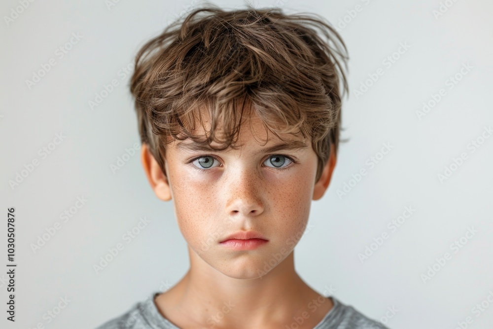 Portrait of Angry Boy with Freckles and Intense Expression Portrait of Angry Boy with Freckles and Intense Expression