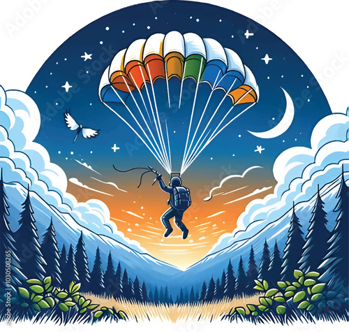 extreme sports paragliding over mountains vector