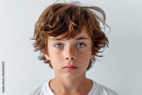 Portrait of a Bored Young Boy with Expressive Face