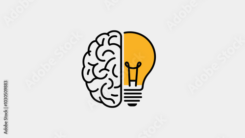 Brain and lightbulb fusion for creative thinking