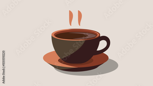 Vector coffee cup illustration on beige background